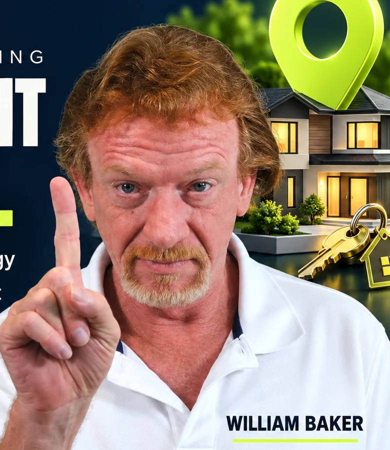 William Baker with home buying graphic